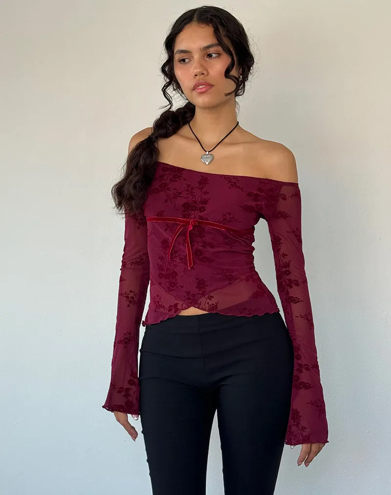 Kareena Top in Botanical Flower Maroon