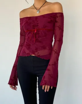 Kareena Top in Botanical Flower Maroon