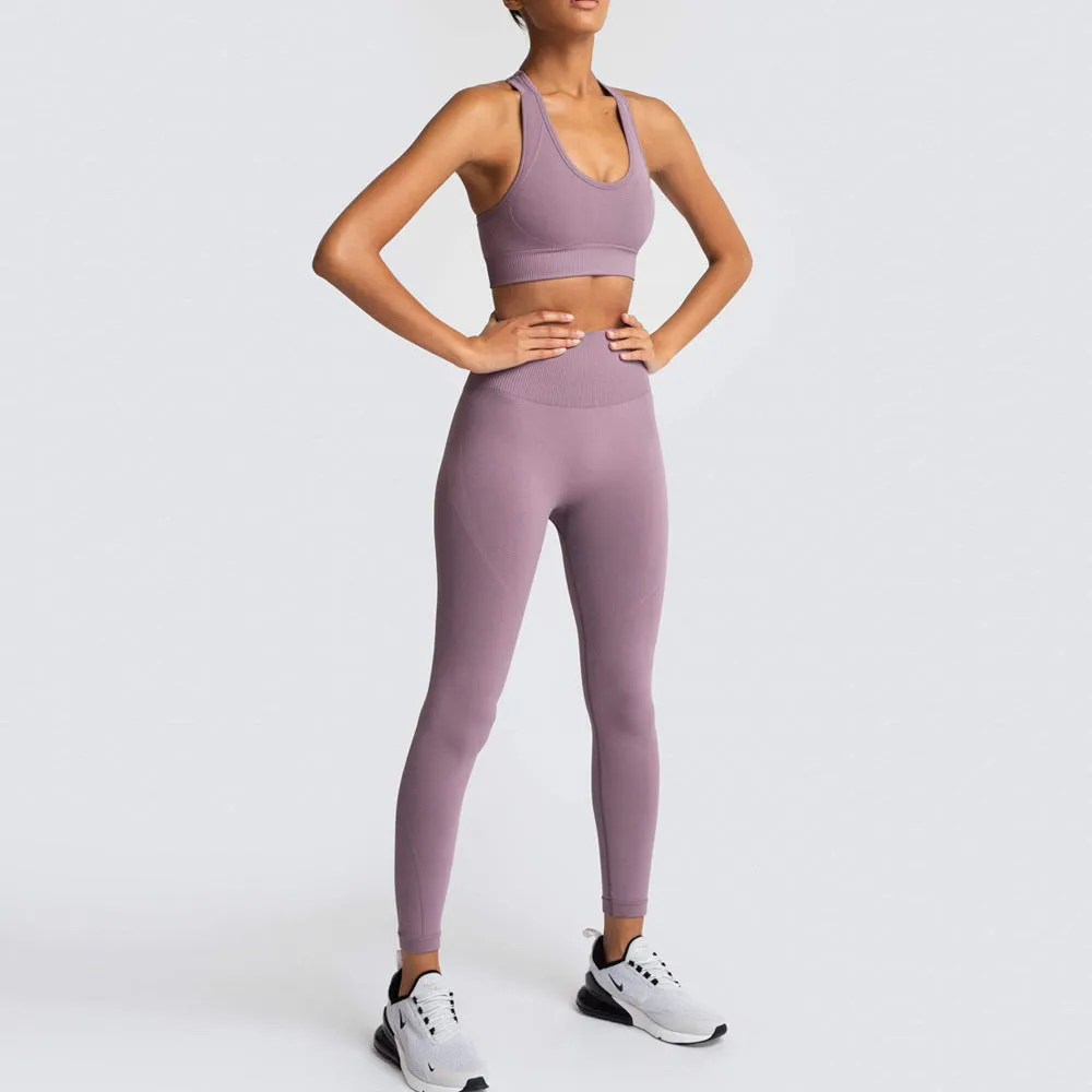 Knit Yoga Suit Exercise Fitness Suit Tank Top Suit Women