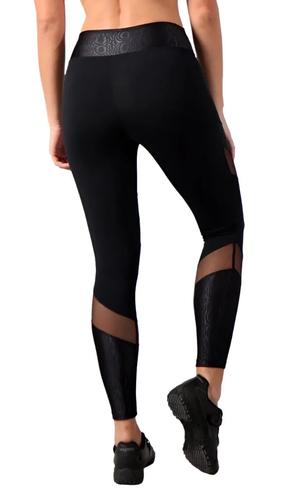 Last Chance! Equilibrium Activewear Legging L7015 Ava Black with Black Mesh