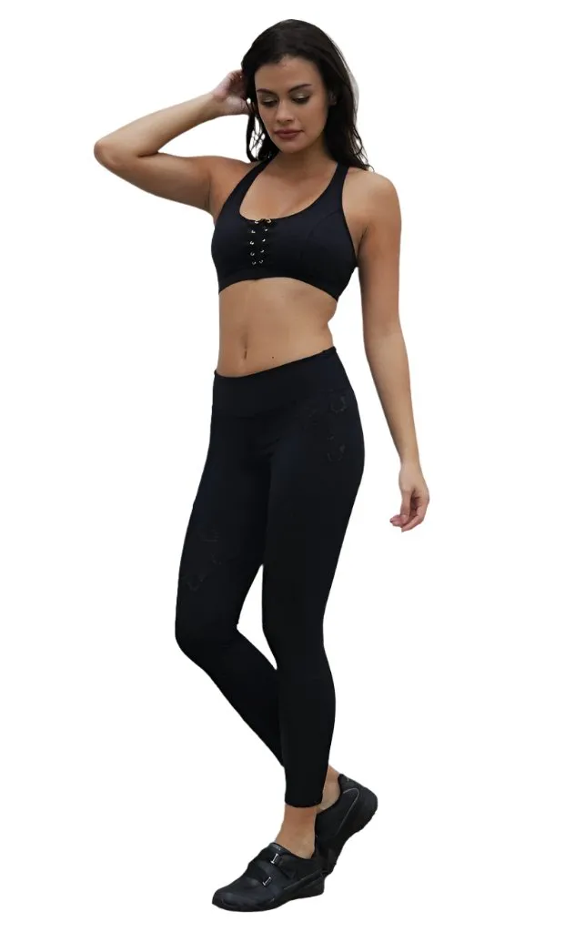 Last Chance! Equilibrium Activewear Legging L7015 Ava Black with Black Mesh