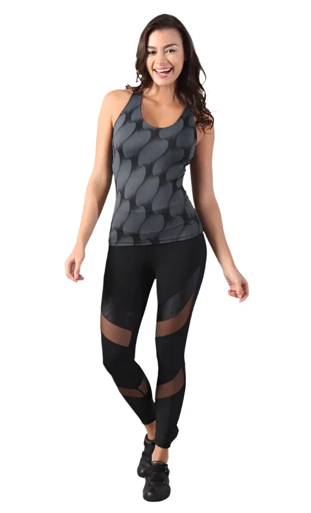 Last Chance! Equilibrium Activewear Legging L7015 Ava Black with Black Mesh