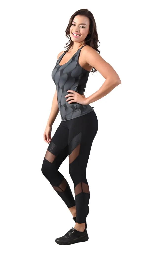 Last Chance! Equilibrium Activewear Legging L7015 Ava Black with Black Mesh