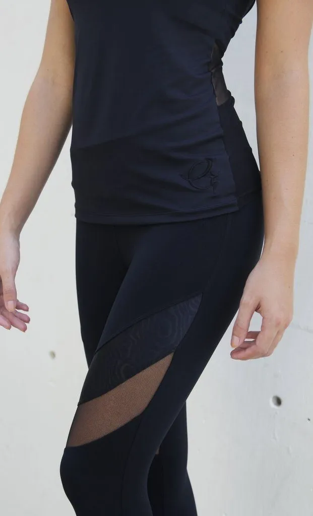 Last Chance! Equilibrium Activewear Legging L7015 Ava Black with Black Mesh