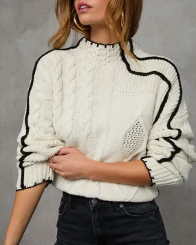 Lerleen Contrast Trim Cable Knit Sweater