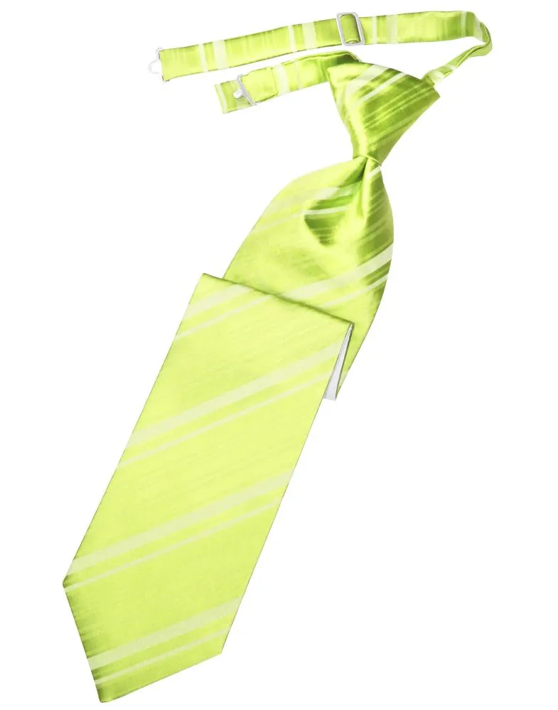 Lime Striped Satin Necktie