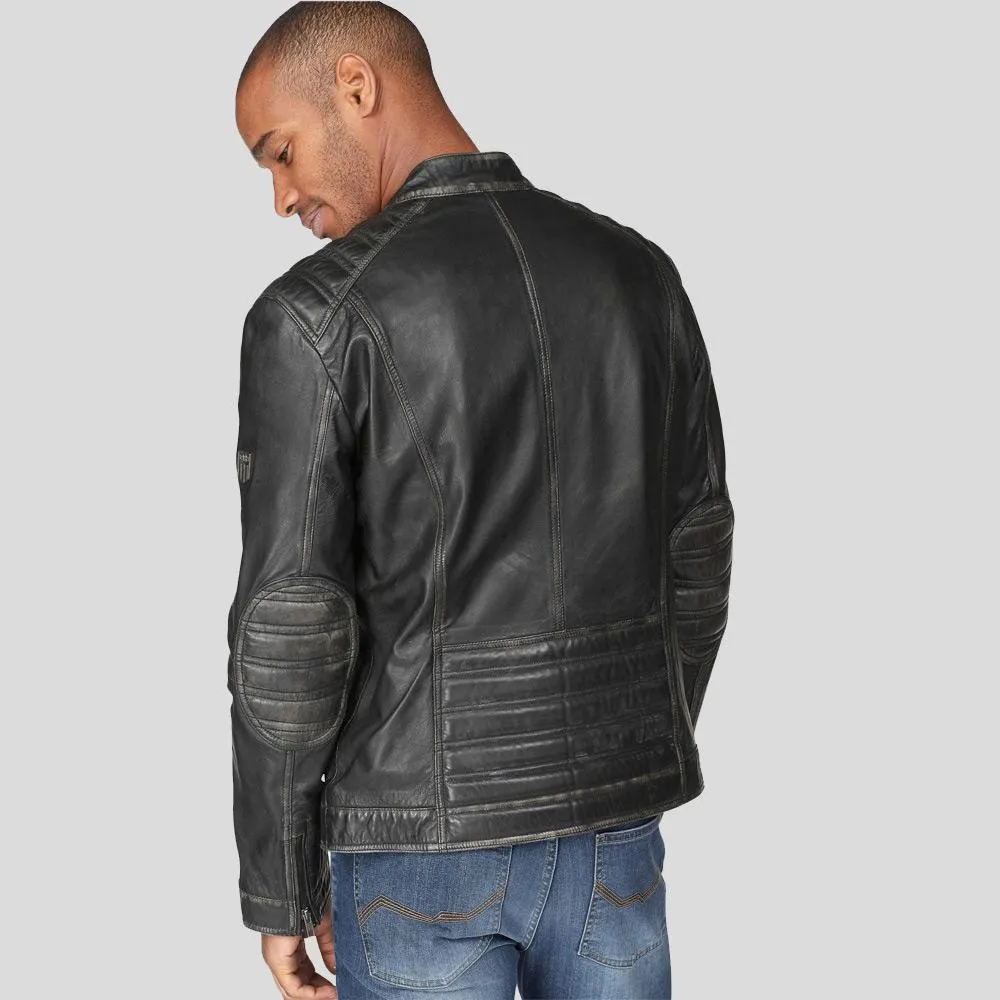 Lucas Black Motorcycle Leather Jacket