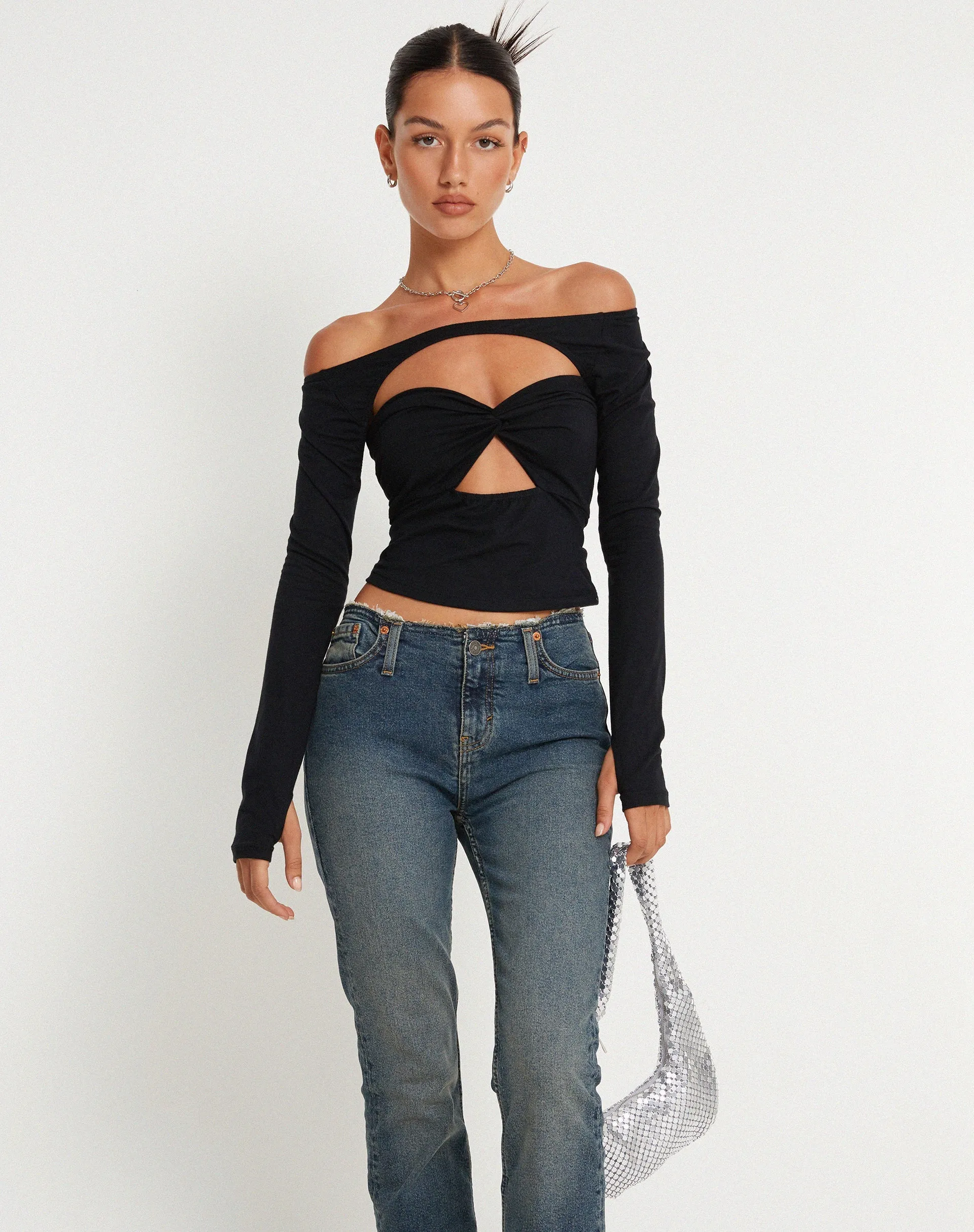 Malin Eloa Shrug Top in Black