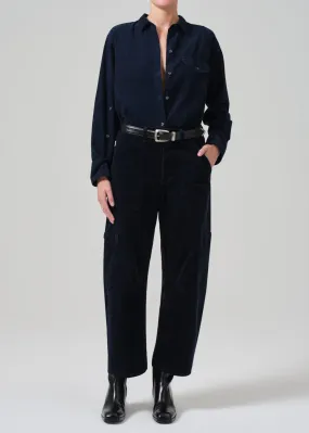 Marcelle Low Slung Easy Cargo Corduroy in Navy