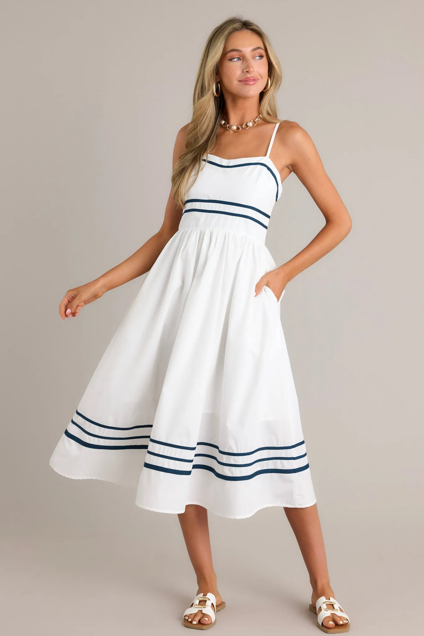 Maritime Majesty Ivory Midi Dress