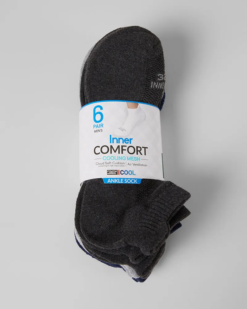 MEN'S 6-PACK COOL COMFORT ANKLE RUNNING SOCKS