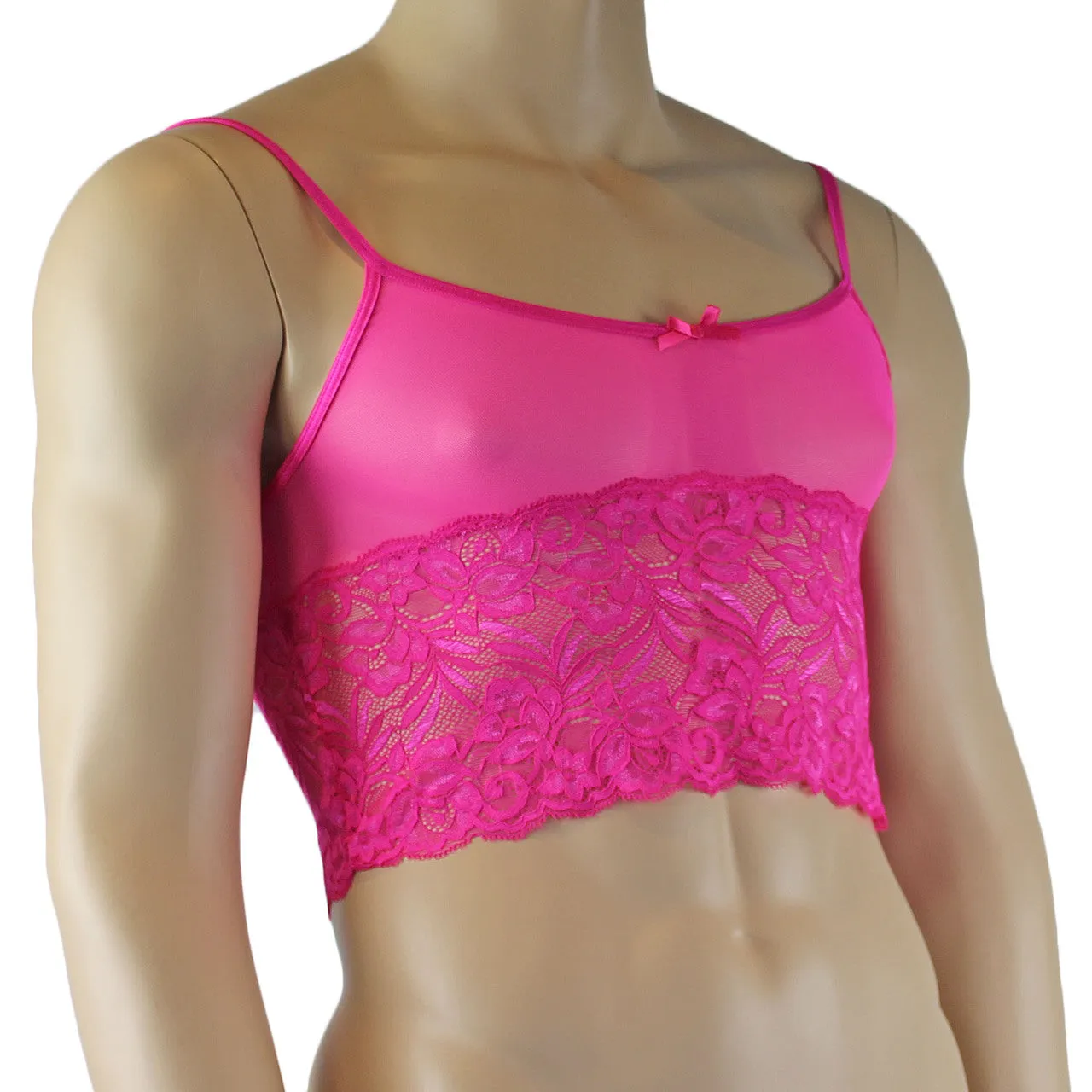 Mens Kristy Sexy Lace Camisole Top Male Lingerie Hot Pink