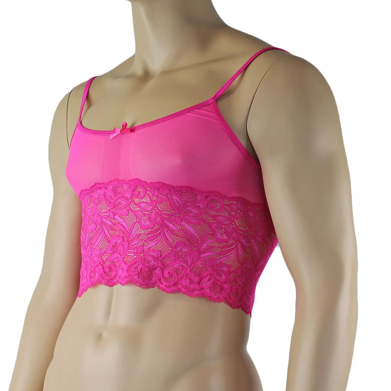 Mens Kristy Sexy Lace Camisole Top Male Lingerie Hot Pink