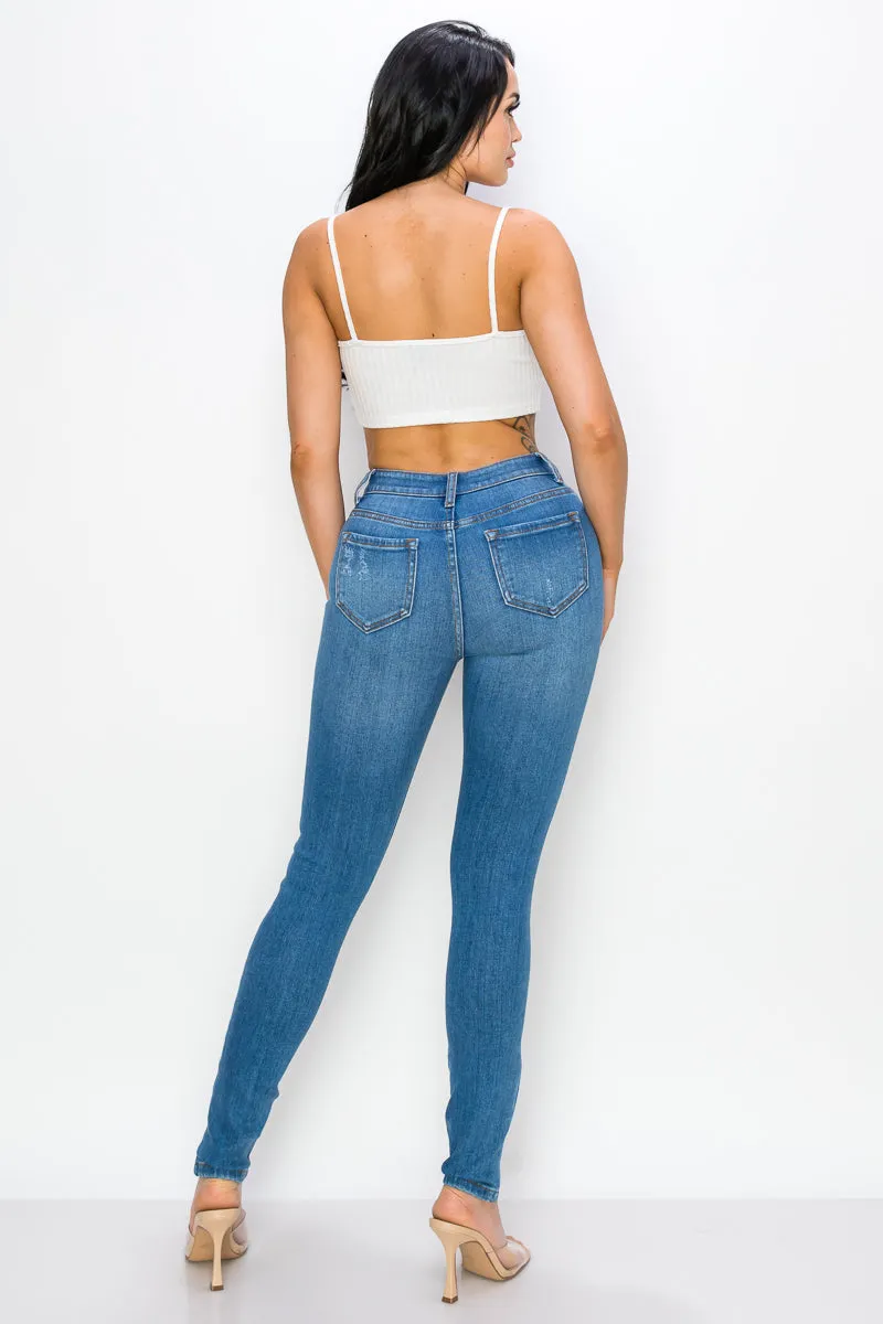 Michelle - Super High Rise Minimal Destroy Premium Skinny