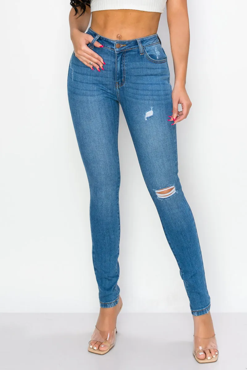 Michelle - Super High Rise Minimal Destroy Premium Skinny