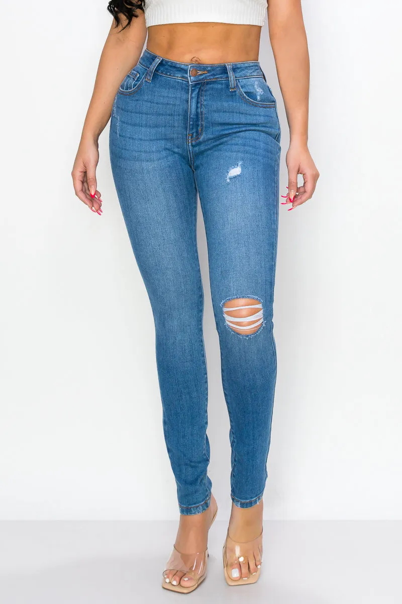 Michelle - Super High Rise Minimal Destroy Premium Skinny