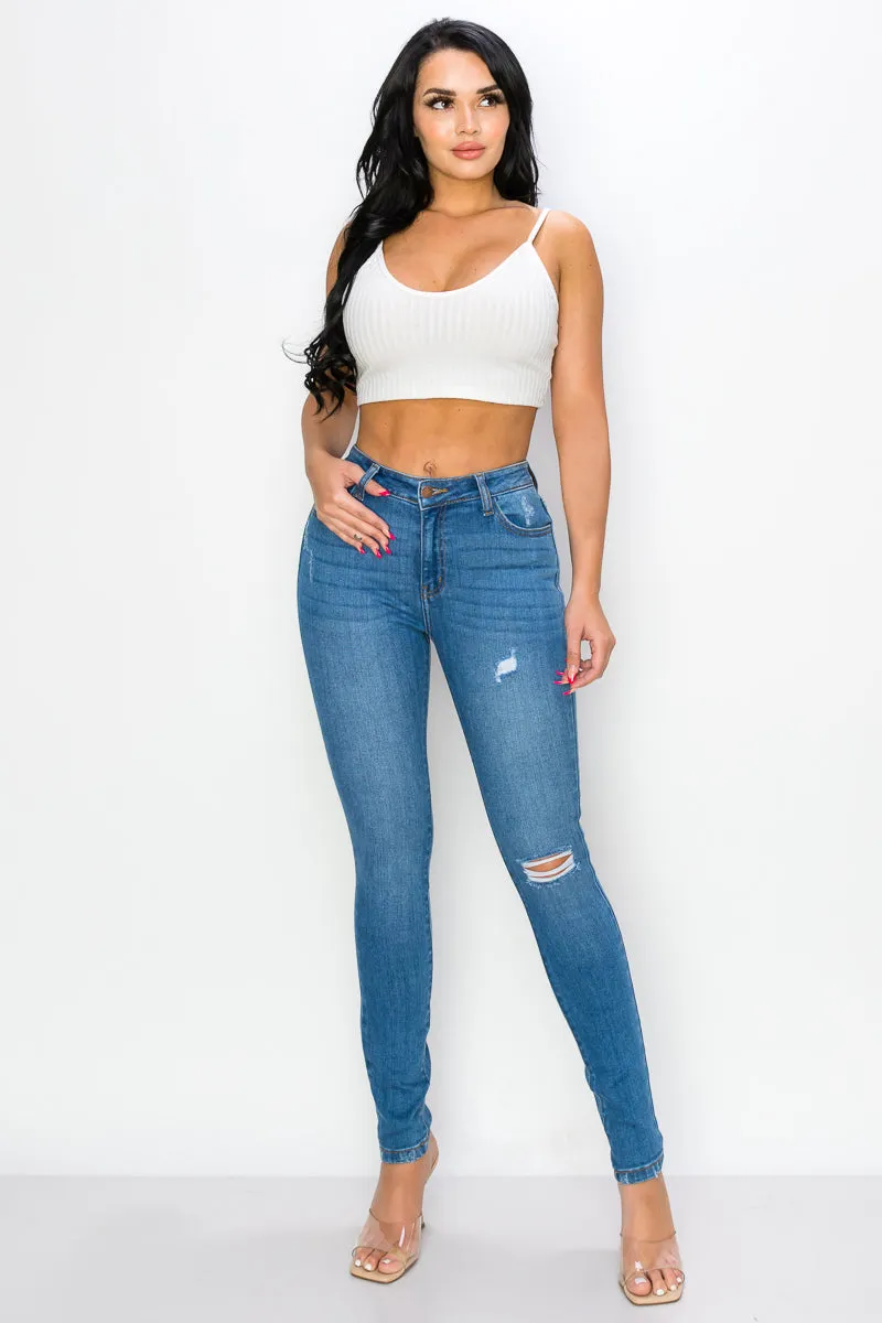 Michelle - Super High Rise Minimal Destroy Premium Skinny