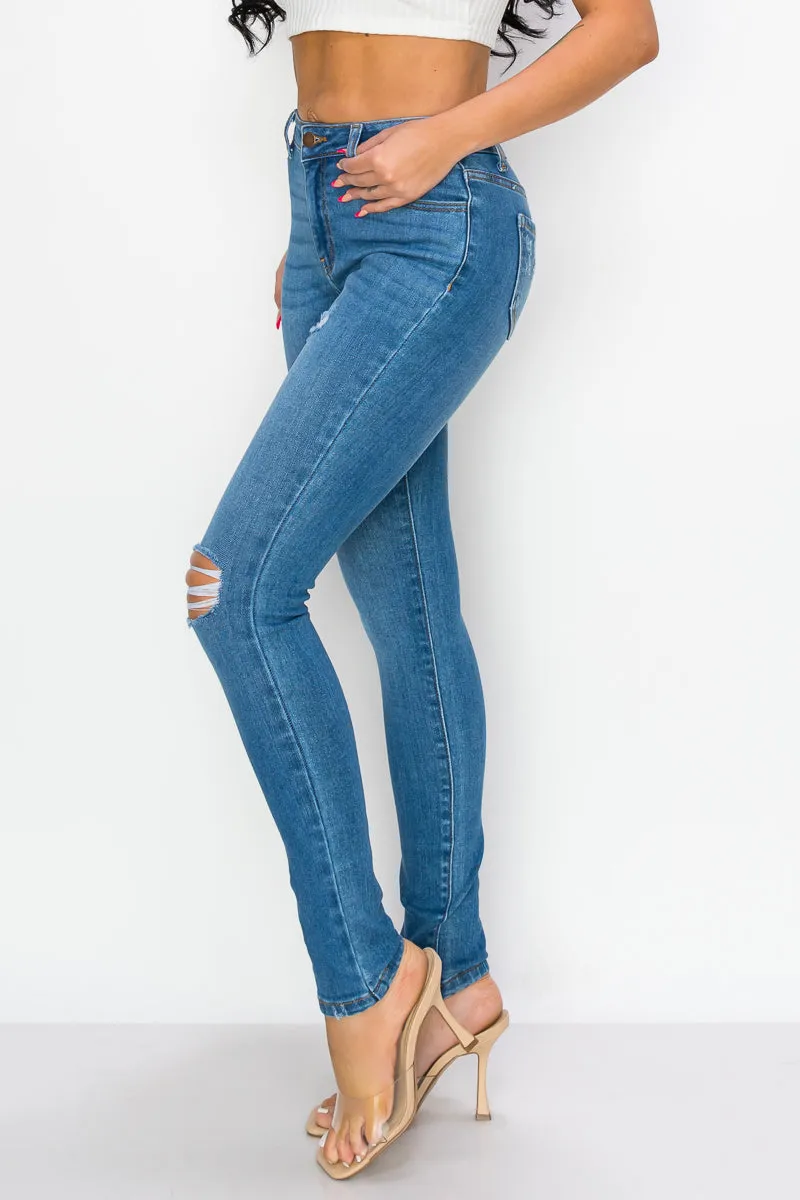 Michelle - Super High Rise Minimal Destroy Premium Skinny