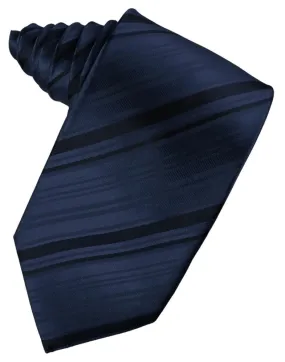 Midnight Blue Striped Silk Necktie