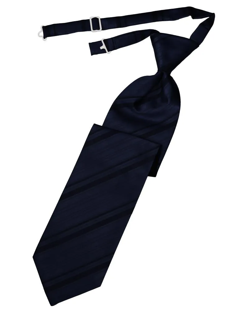 Midnight Striped Satin Necktie