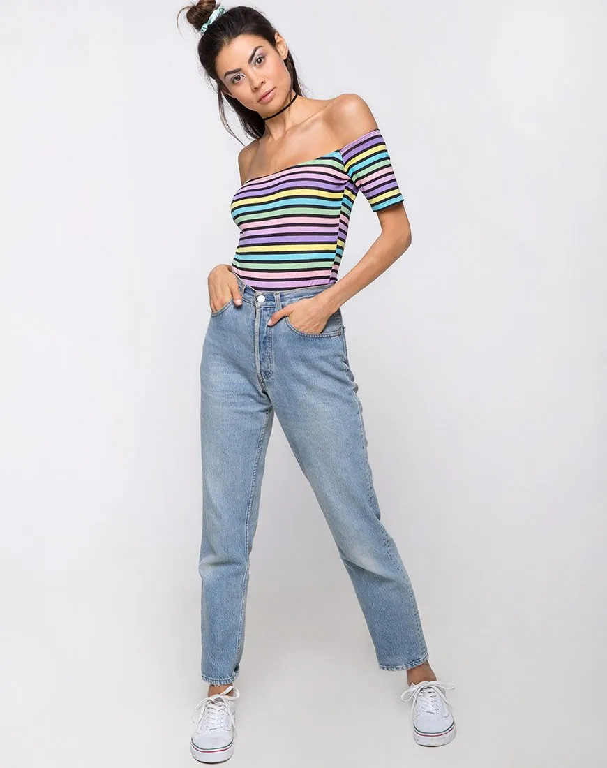 Natic Off The Shoulder Bodice in New stripe