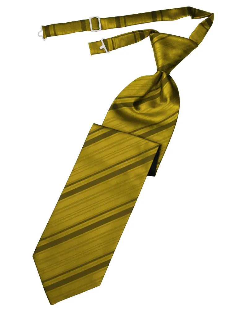 New Gold Striped Satin Necktie