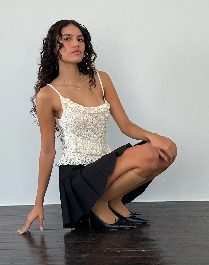 Octavia Asymmetric Cami Top in Lace Ivory