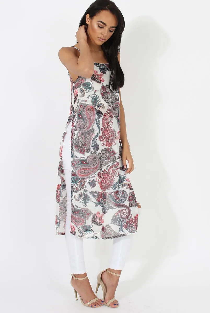 Paisley Print Long Side Slit Top - Sydney