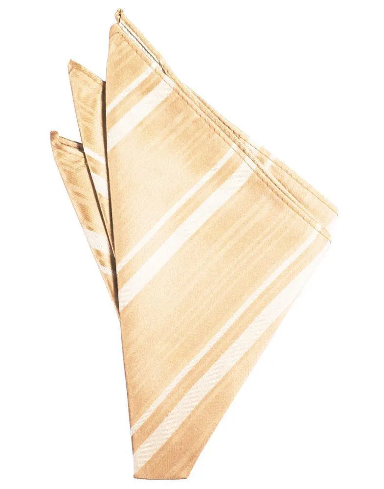 Peach Striped Satin Pocket Square