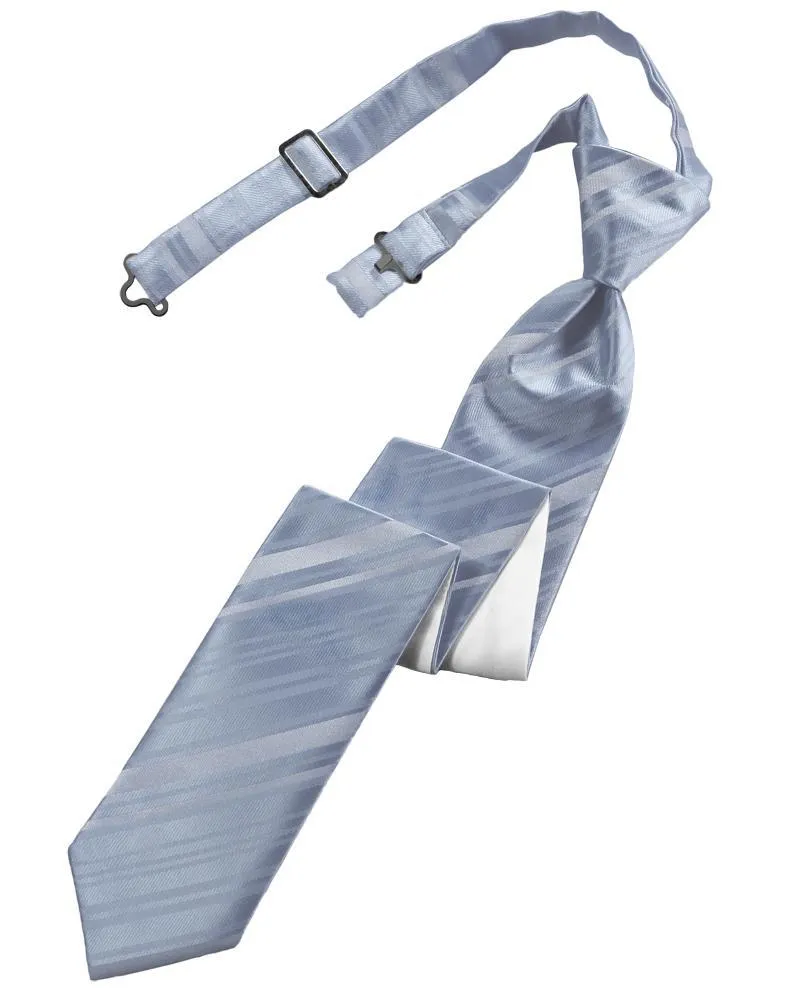 Periwinkle Striped Satin Skinny Necktie