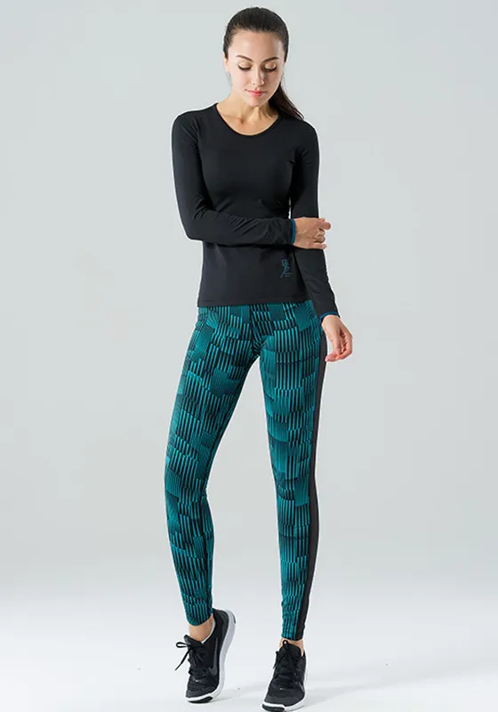 Print Mesh Panel Yoga Pants