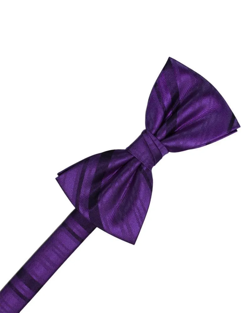 Purple Striped Satin Kids Bow Tie