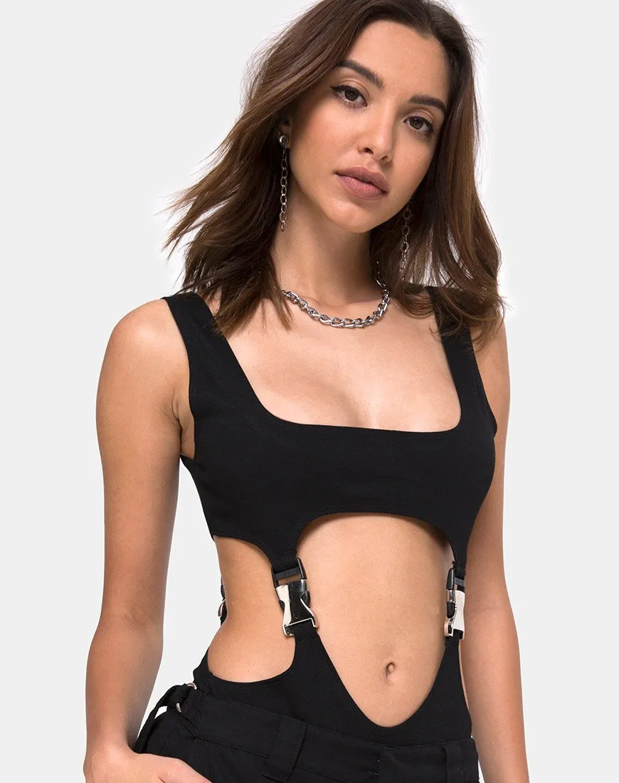 Rezya Bodice in Black with Silver Buckles