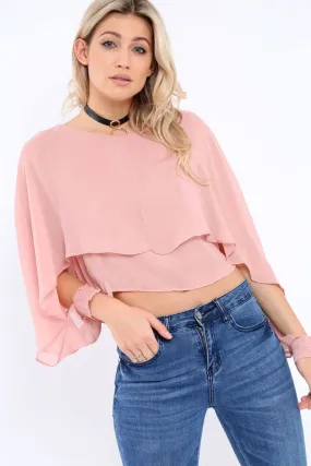 Rose Sheer Batwing Frill Layer Top - Pip