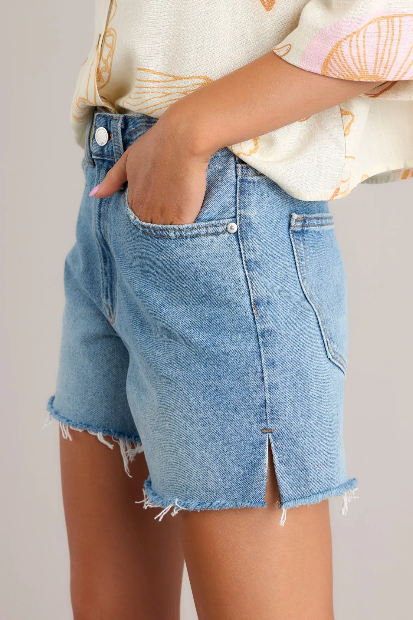 Said In Stride Medium Wash Denim Shorts