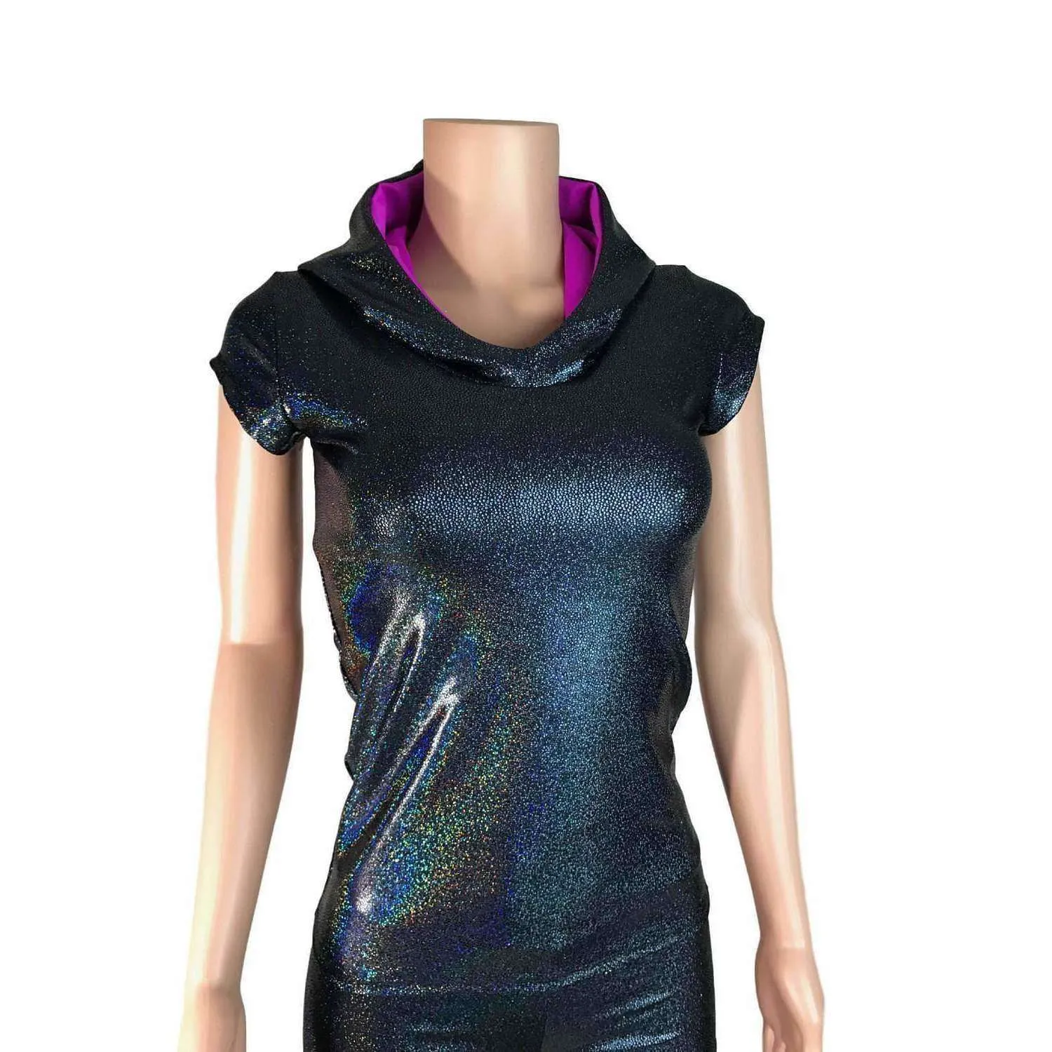 SALE - MEDIUMFull Length Cap Sleeve Hoodie Top