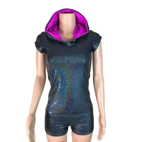 SALE - MEDIUMFull Length Cap Sleeve Hoodie Top