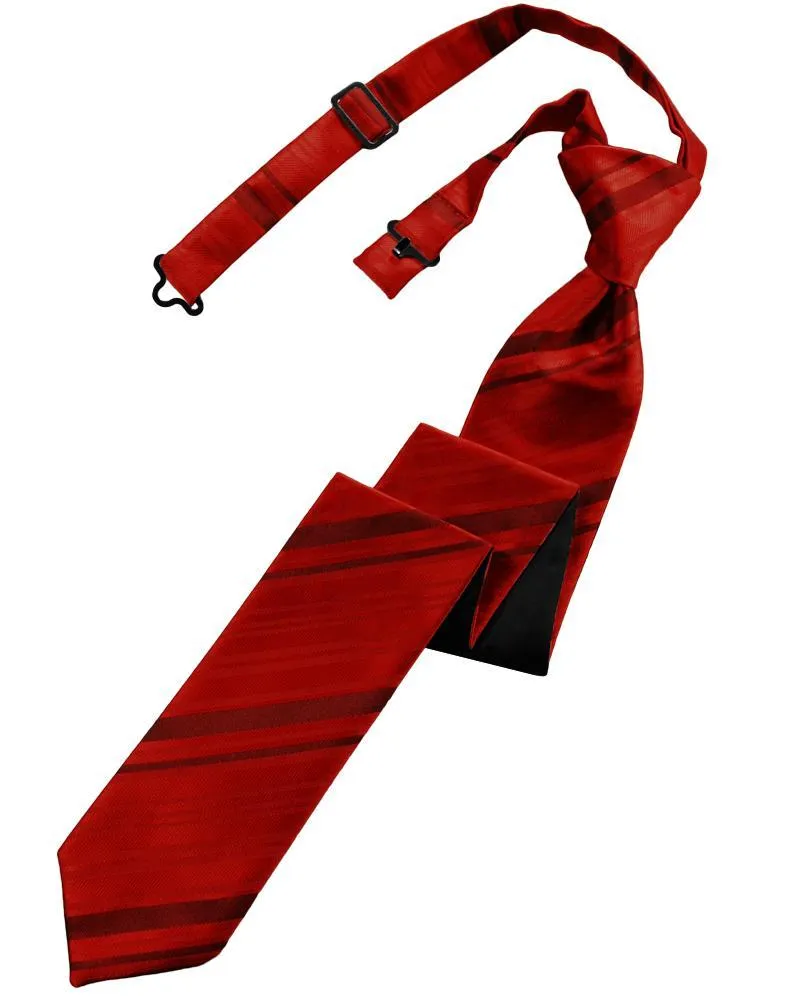 Scarlet Striped Satin Skinny Necktie