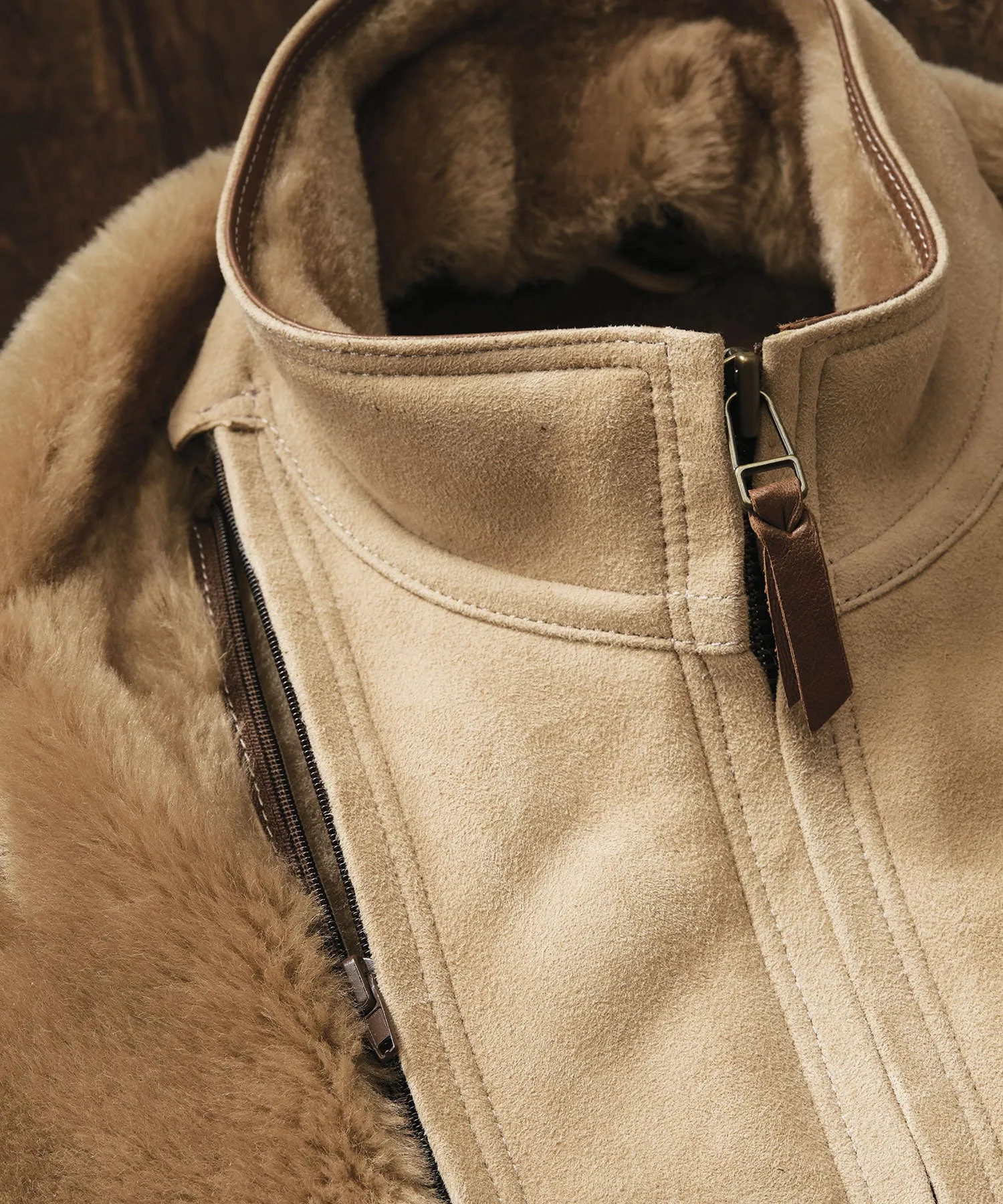 Shearling Jacket With Removable Bib