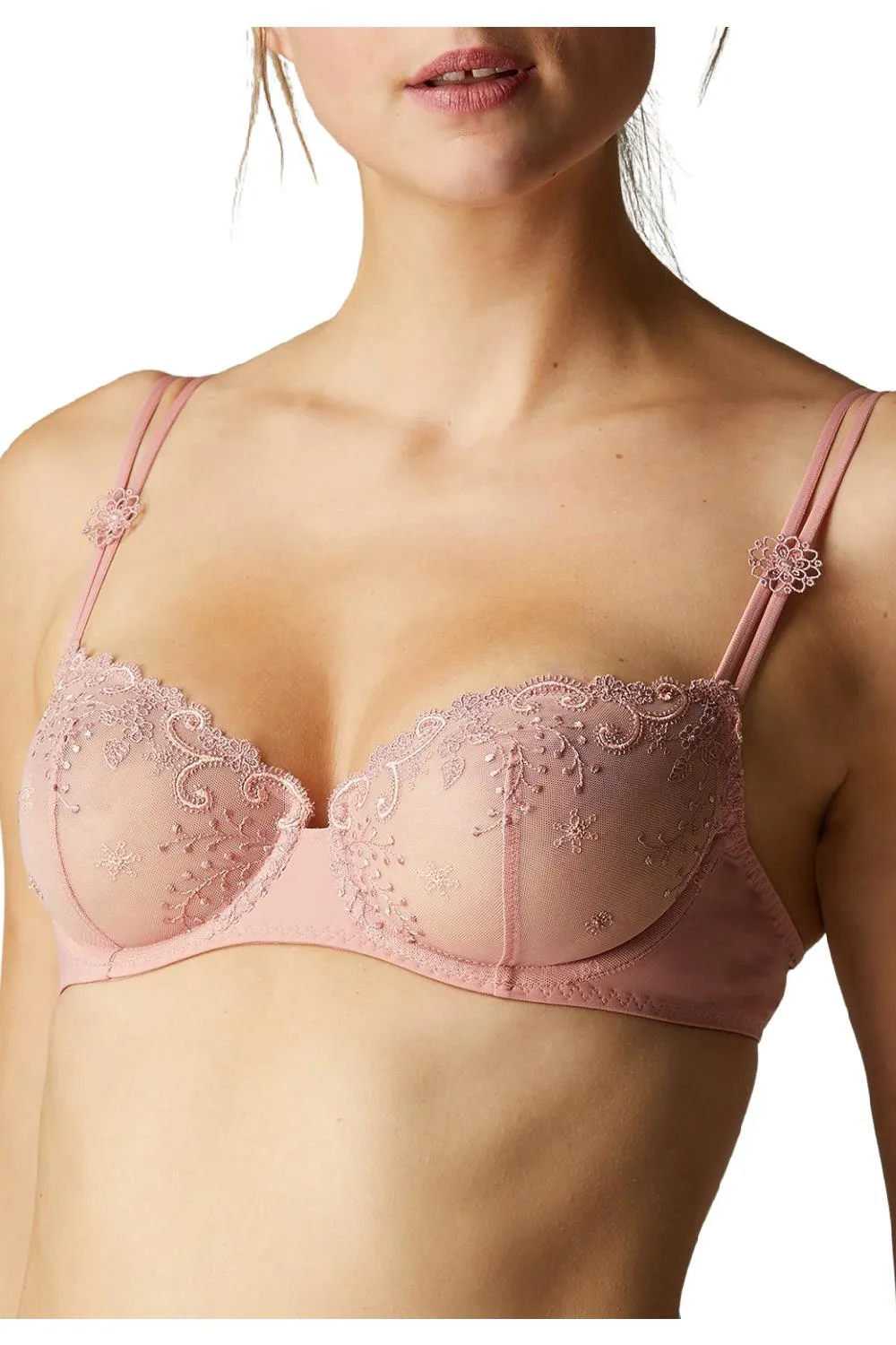 Simone Perele DLICE Sheer Demi Bra,Peachy Pink