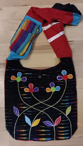 Sling Bag with Cut Work & Embroidered Flowers