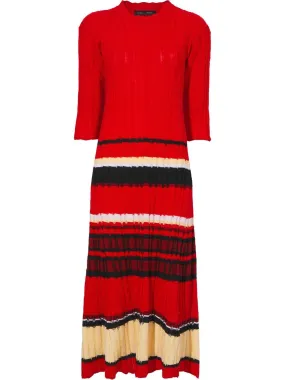 STRIPED FIL COUPE KNIT DRESS 962 RED MUL