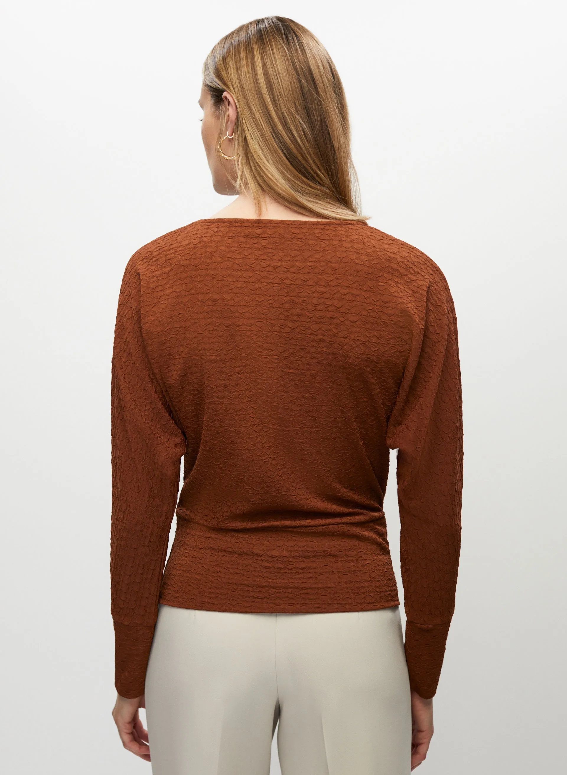 Textured Knit Belted Top