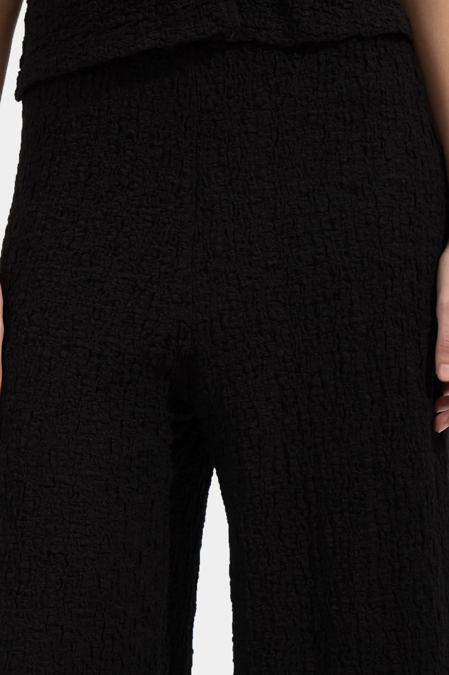 Textured Wide Leg Trousers