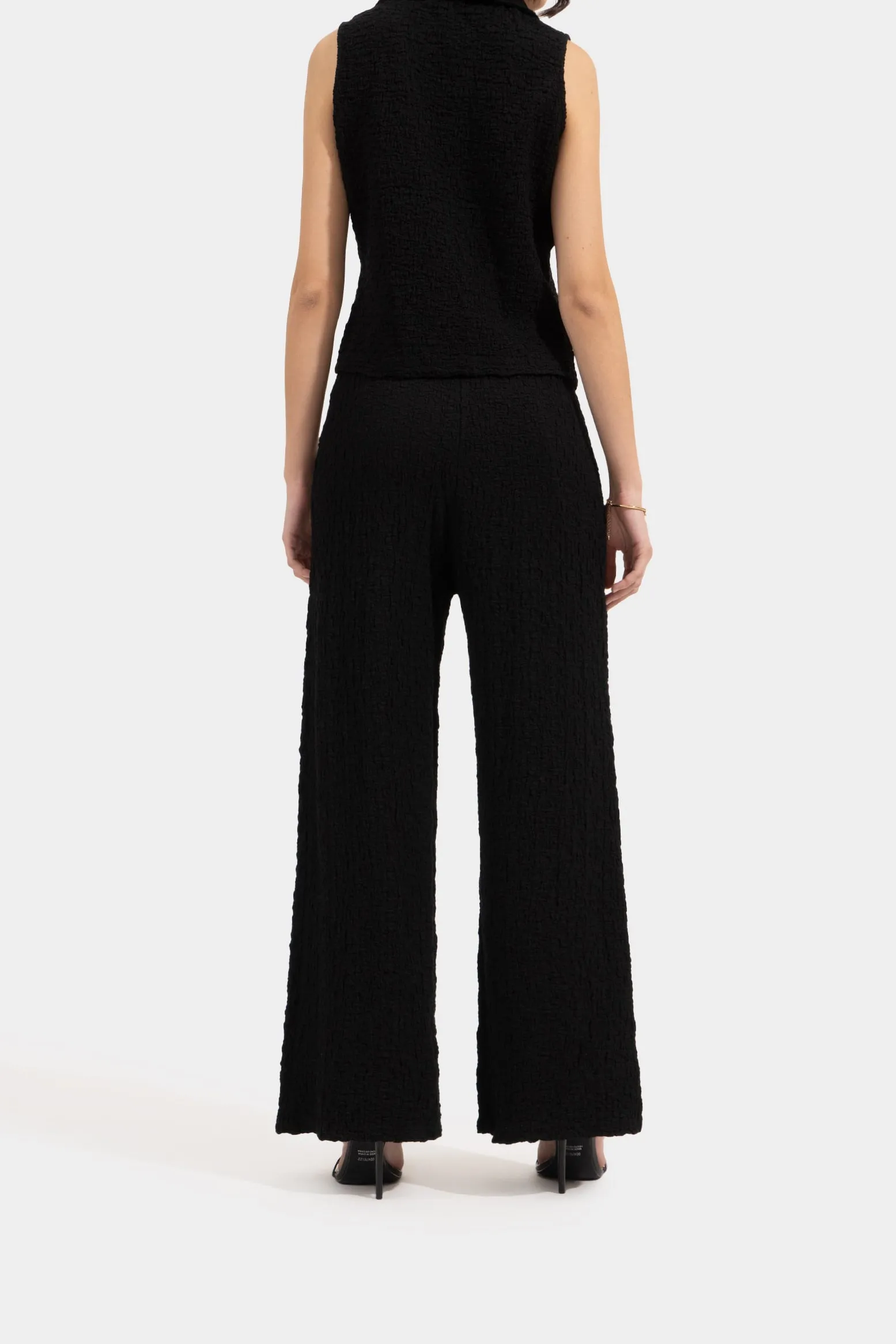 Textured Wide Leg Trousers