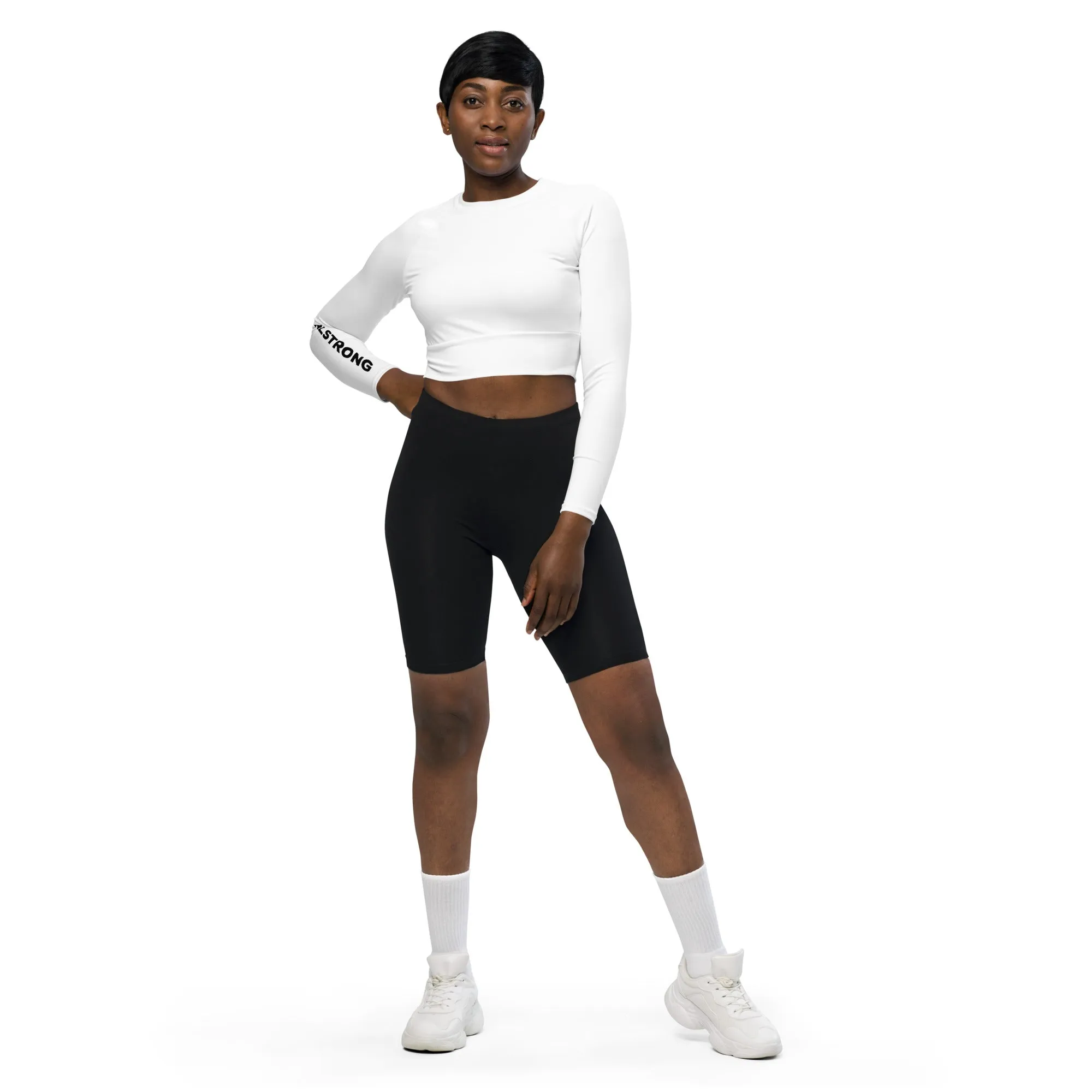 THE ESSENTIAL, SOFT AND STRETCHY, LONG SLEEVE FITTED CROP TOP WHITE