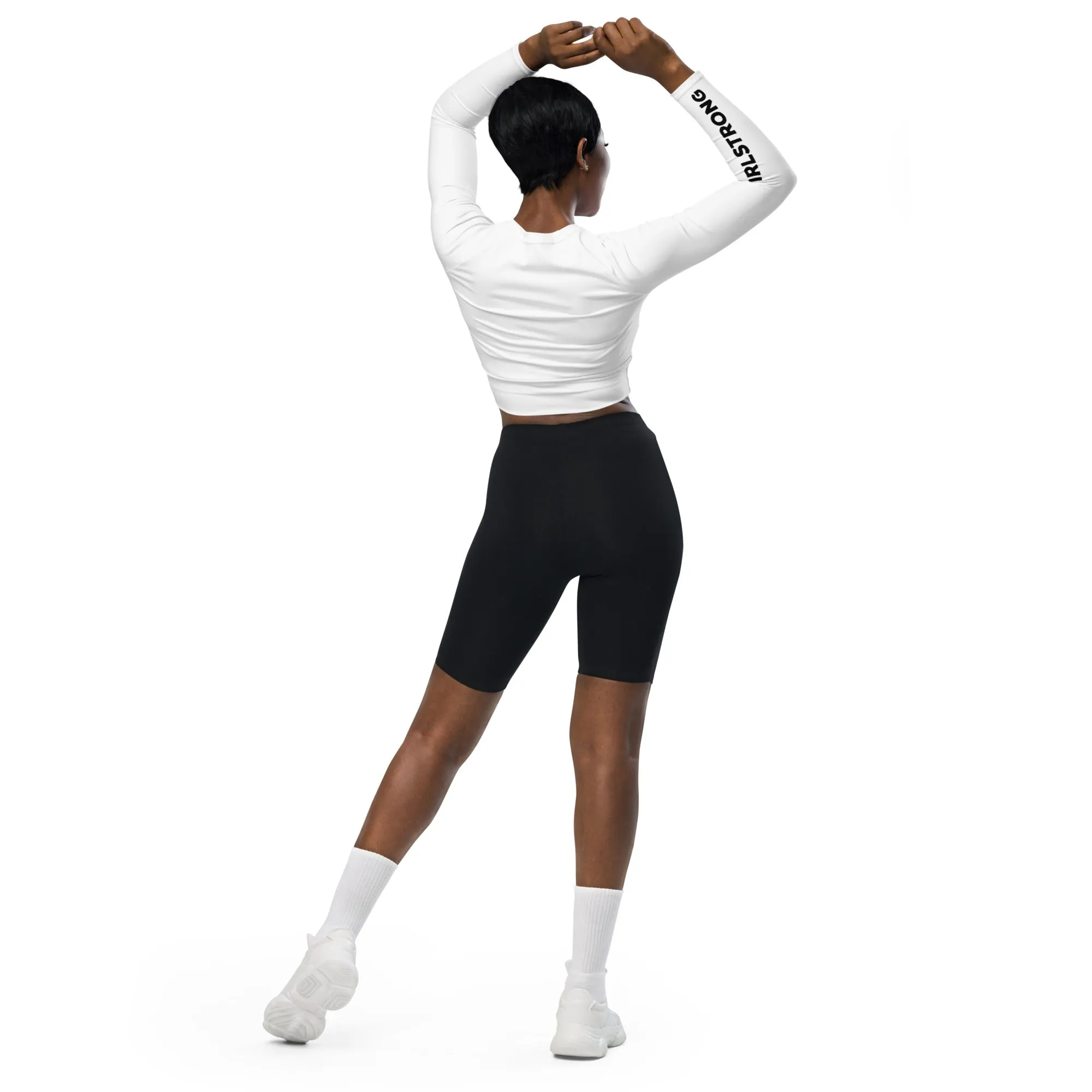 THE ESSENTIAL, SOFT AND STRETCHY, LONG SLEEVE FITTED CROP TOP WHITE