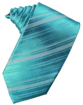 Turquoise Striped Silk Necktie