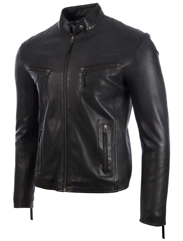 UH2P Men's Biker Jacket - Black