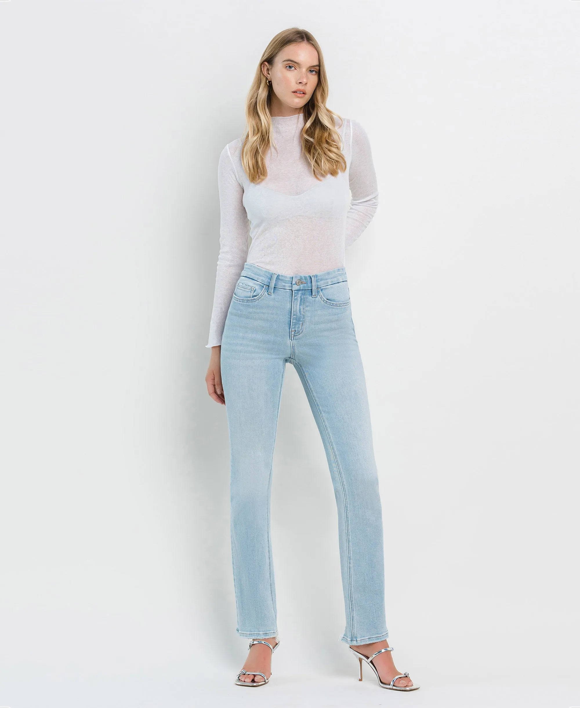 Well Connected - High Rise Distressed Hem Bootcut Jeans